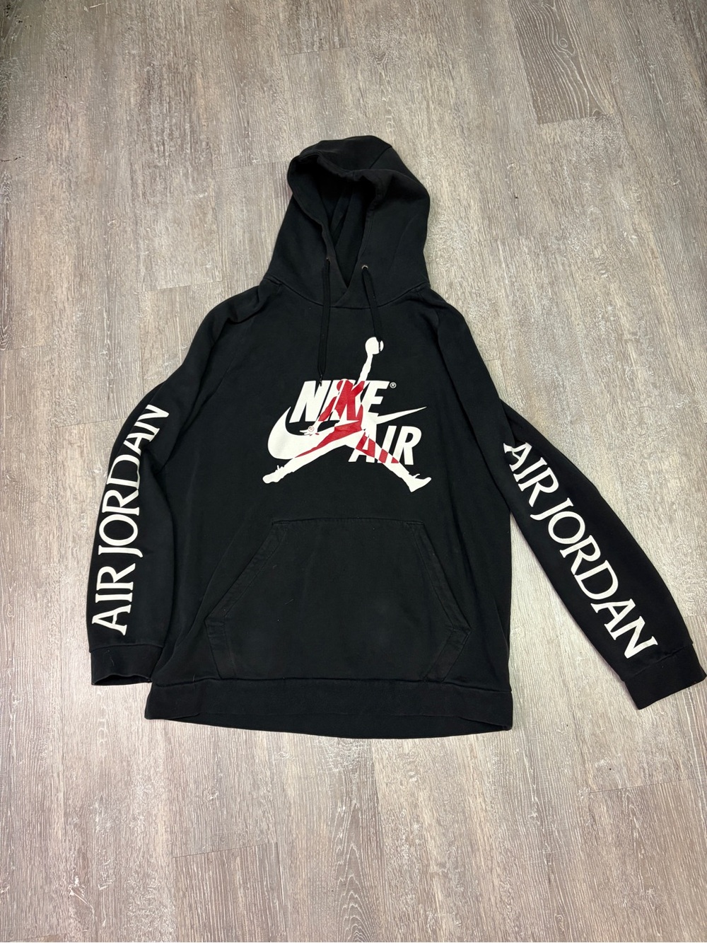 Jordan Black Hoodie with White and Red Logo